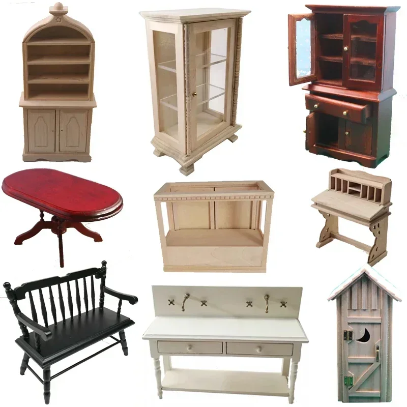 บ้านตุ๊กตาจิ๋วแบบ1:12เพลย์เฮาส์เฟอร์นิเจอร์ของเล่นตู้ของเล่นโต๊ะไม้แบบฝาพับอุปกรณ์เสริมบ้านตุ๊กตาจิ๋วแบบ DIY ใหม่