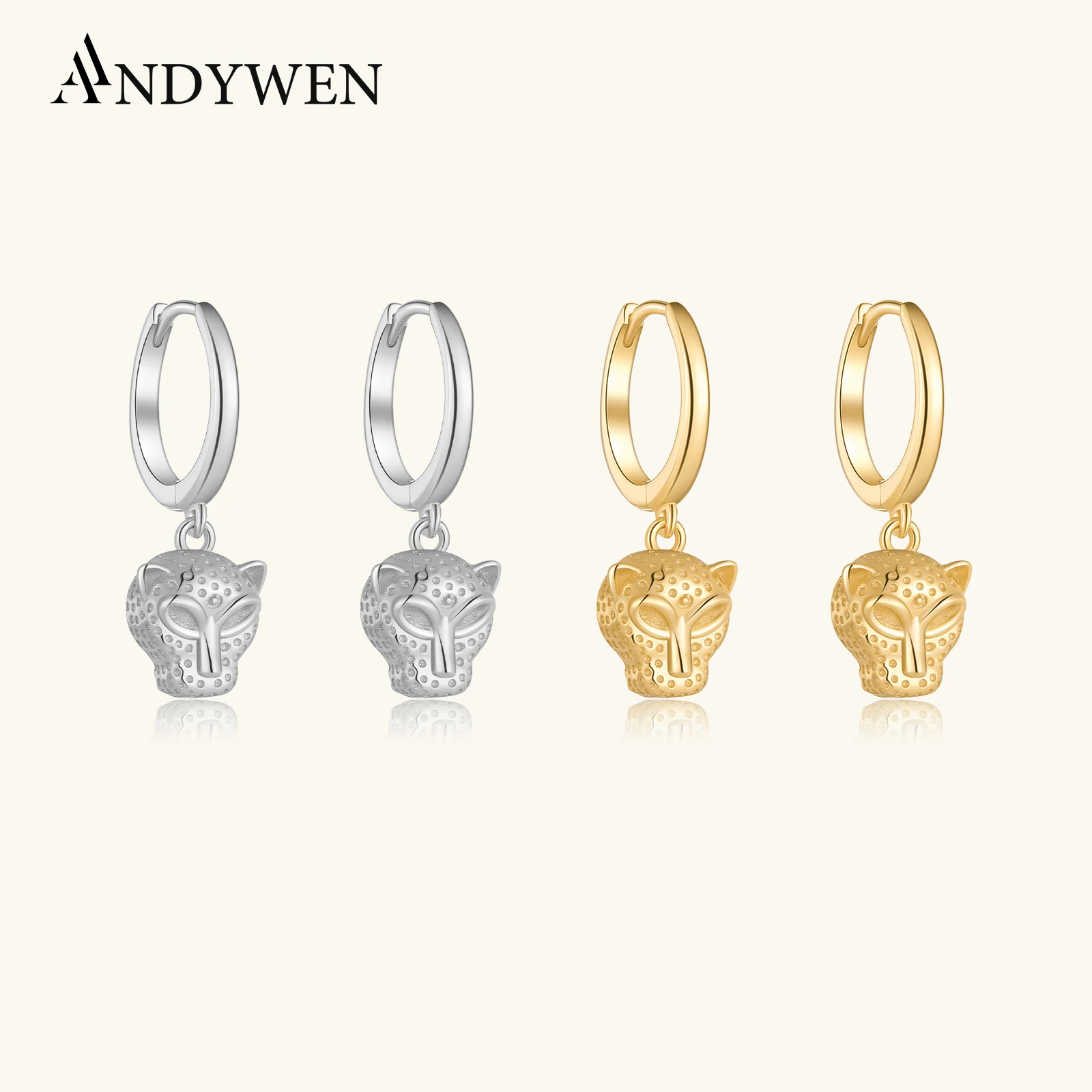 ANDYWEN 925 Sterling Silver Big Leopard Charm Pendant Drop Earring Luxury Women 2026 Jewelry For Rock Punk Animal Jewels Gift