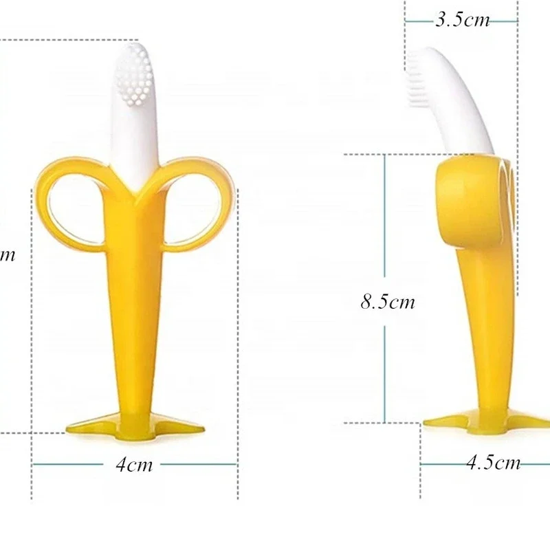 Cepillo de dientes de entrenamiento de silicona para bebé, sin BPA, forma de plátano, mordedor seguro para niños, juguetes para masticar, anillo de dentición, regalo para masticar bebés