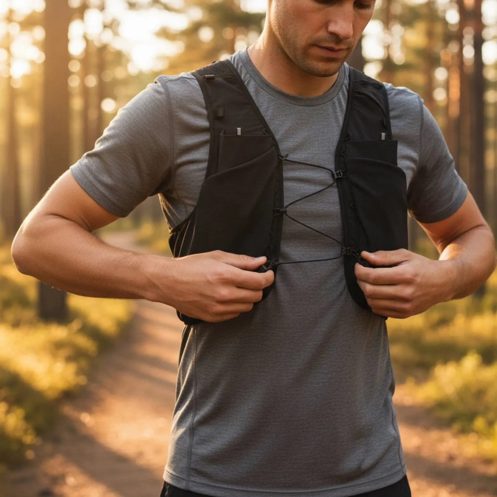 Lightweight Running Vest Breathable Lightweight Trail Vest Outdoor Gear Adjustable Straps Reflective for Mountaineering