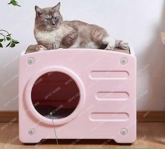 Double-Layer Cat Nest Waterproof Pet Cat Nest Cat Scratching Board Pet Bed Cat House Summer Cool Nest Removable and Washable