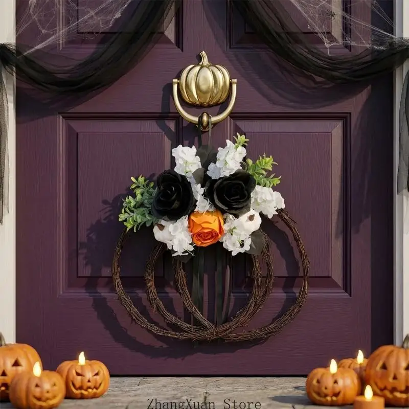 Halloween-Kranz-Akzent für den Innenbereich mit Kunstblumen-Eintrittsdisplay 3XUF – Detail 10