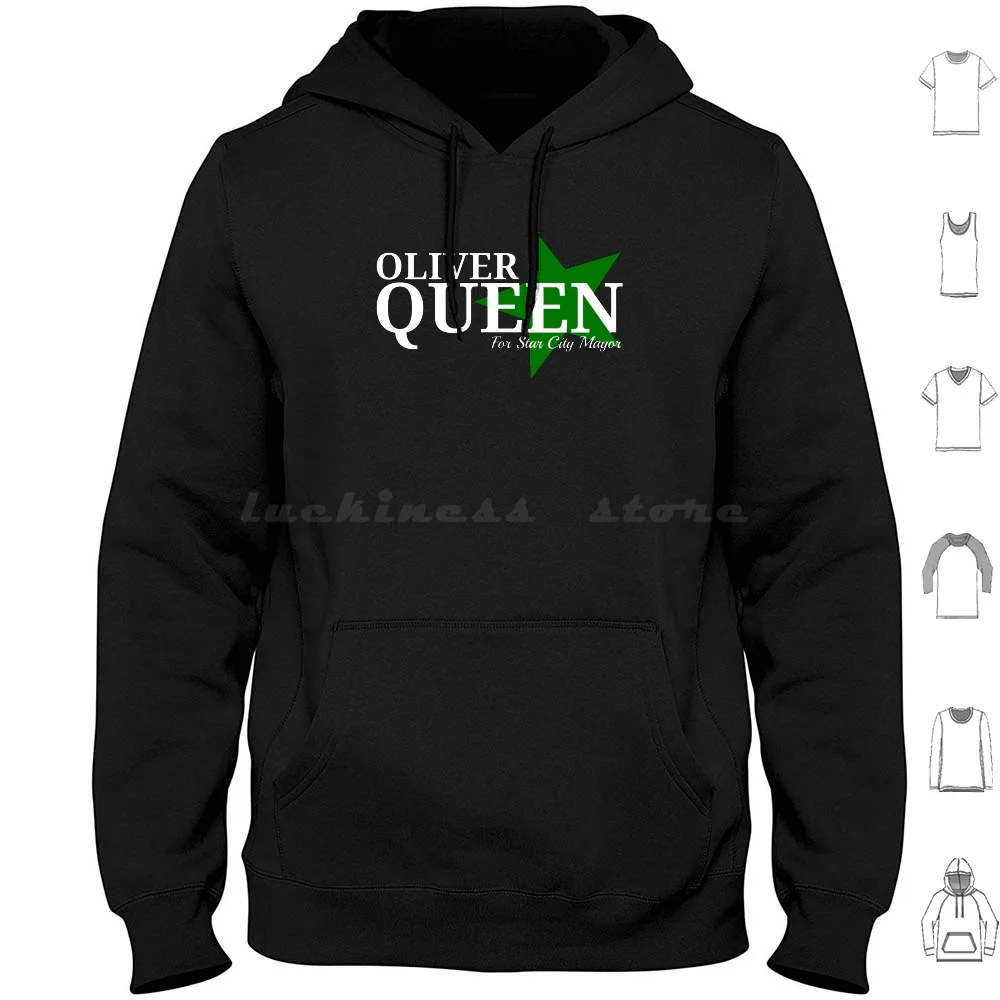 Oliver Queen For Star City Mayor-Green Star Design Hoodies Long Sleeve Arrow Oliver Queen Green Arrow Stephen Amell