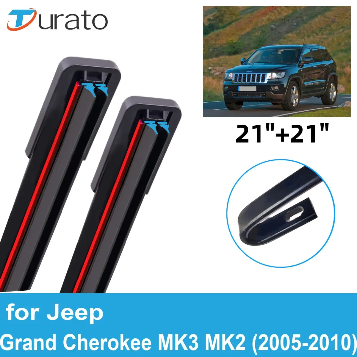 

2PCS Car Wiper Blades for 2005-2010 Jeep Grand Cherokee MK3 MK2 Front Windscreen Windshield Double Rubber Car Accessories 2010