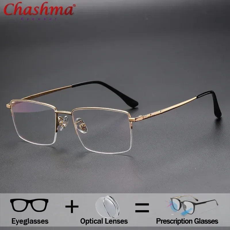 

Rectangle Semi-Rimless Titanium Prescription Glasses Men Multifocal Bifocal Eyeglasses Myopia Optical Custom Progressive Eyewear