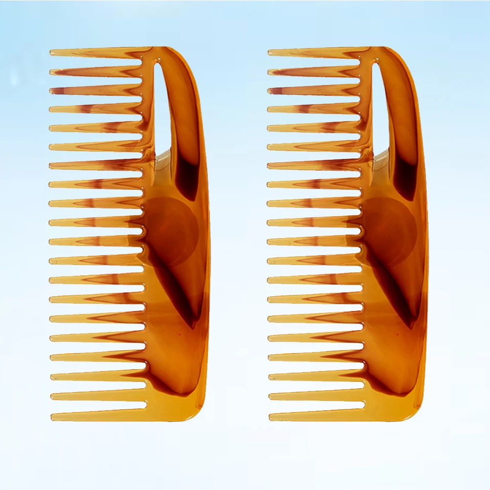 

2Pcs Vintage Oil Comb Anti-Static Pp Material Professional Hairstyling Tool Wide Teeth Design Promote Circulation