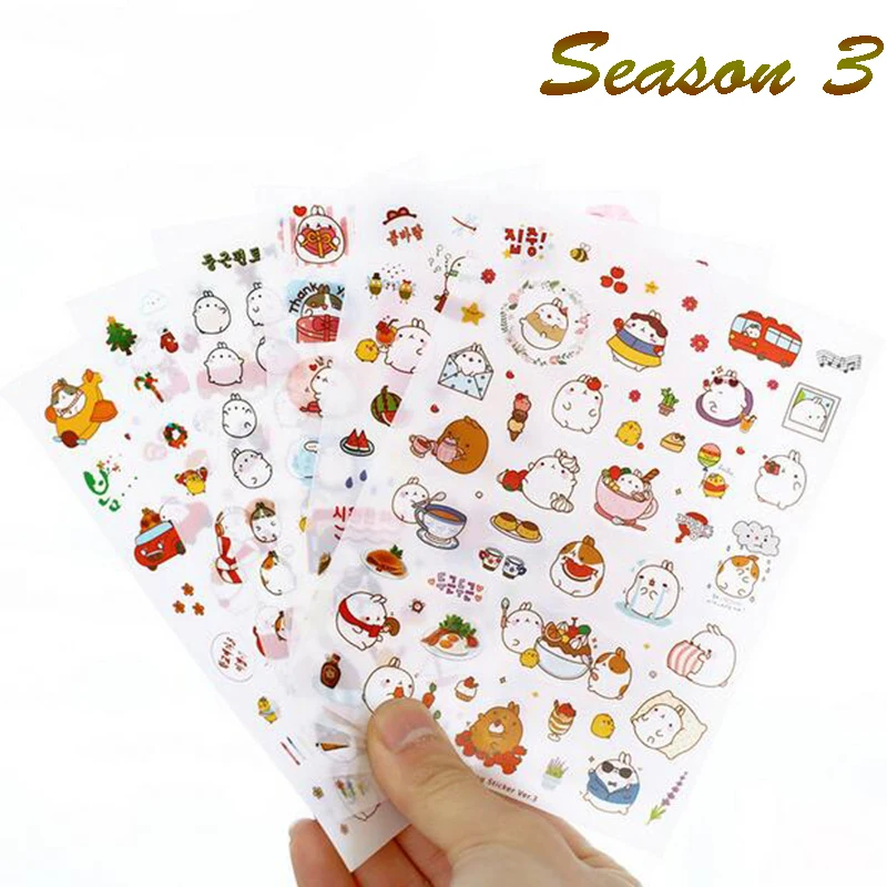 6 Pcs/ Set Stationery Stickers Cute Rabbit Animals Scrapbooking Decoration Diy Diary Album