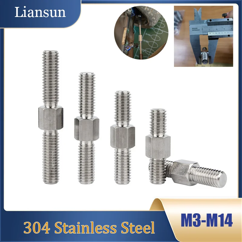 

2-20 шт. болт с двойной резьбой, левый и правый болт с резьбой M3M4M5M6M8M10-M14, шпилька стержня с двойной резьбой из нержавеющей стали 304