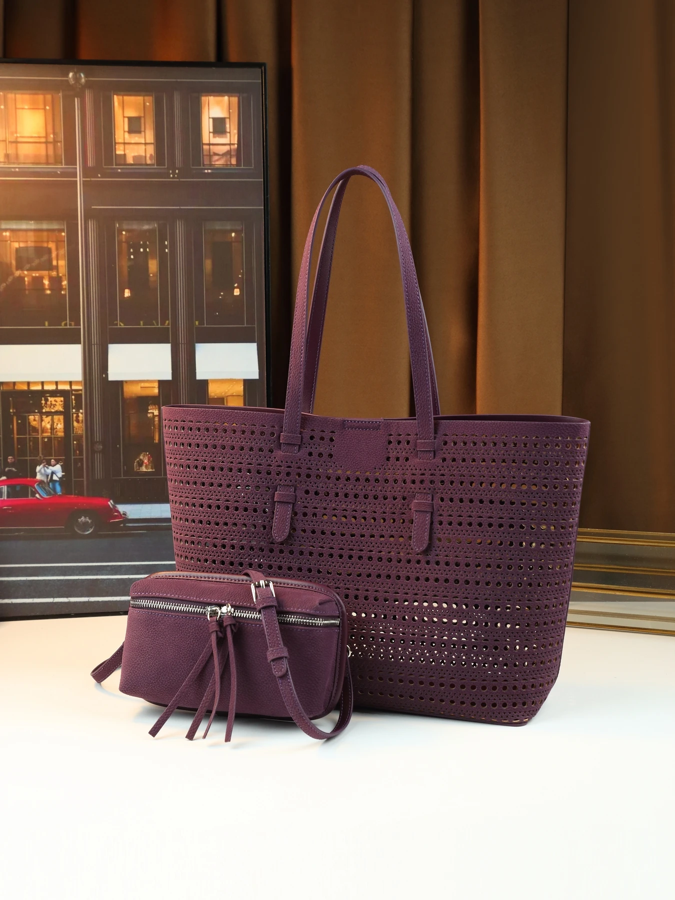 

Осенняя новая полая корейская сумка для матери и ребенка, женская портативная сумка-тоут большой вместимости