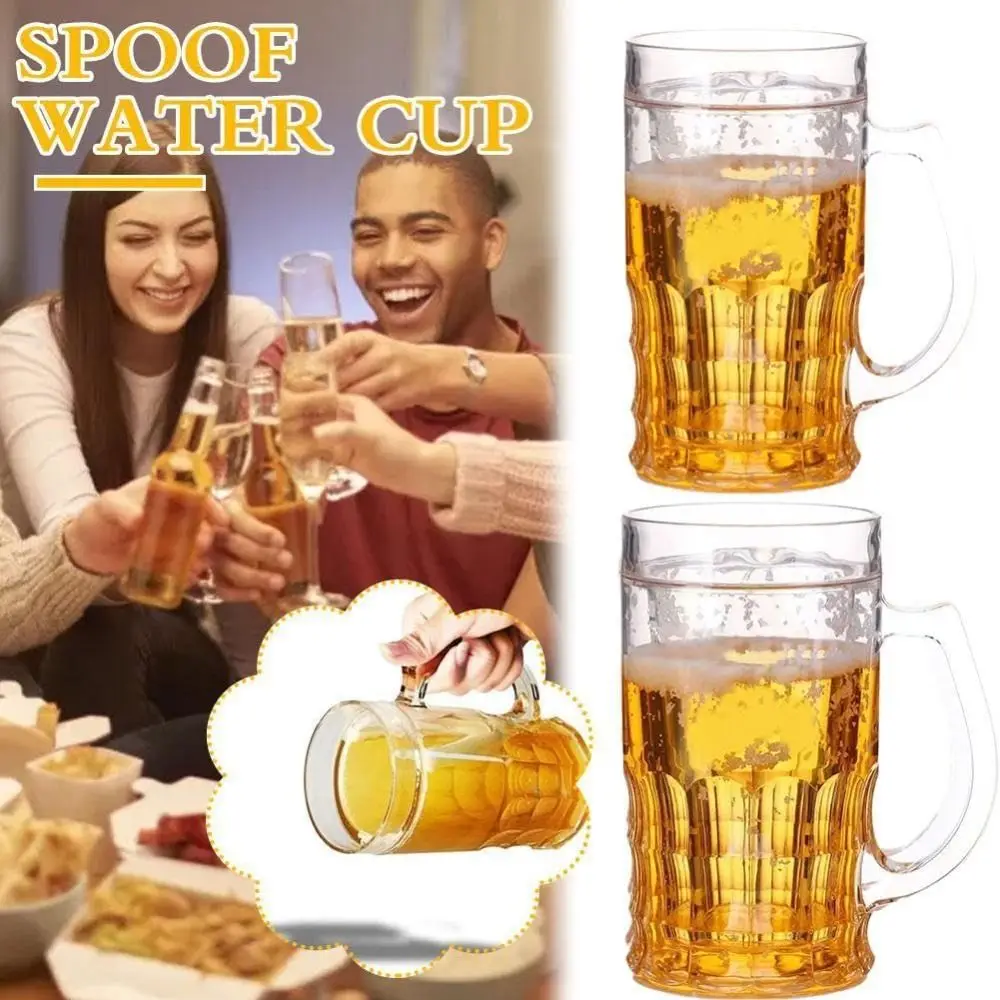 Novelty Mezzanine Design Fake Beer Bottle With Handles Realistic Look Fake Beer Mug 420ml Capacity Prank Cup Parties Supplies