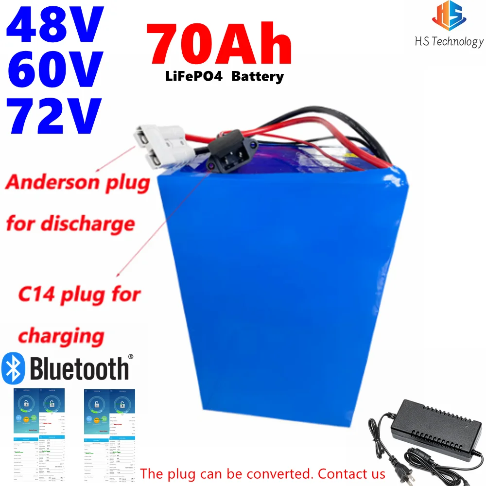 

Li ion 48V 80AH 60V Lithium Battery BMS 13S 16S for 5000W 8000W Scooter Bike Tricycle Go Cart Motor With Charger