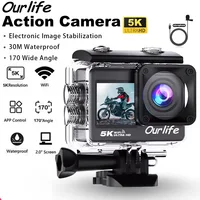 Cámara de acción Ourlife 5K 4K60FPS EIS WiFi pantalla Dual 170D pantalla táctil de 2,0 pulgadas 30M cámara deportiva impermeable con Control remoto