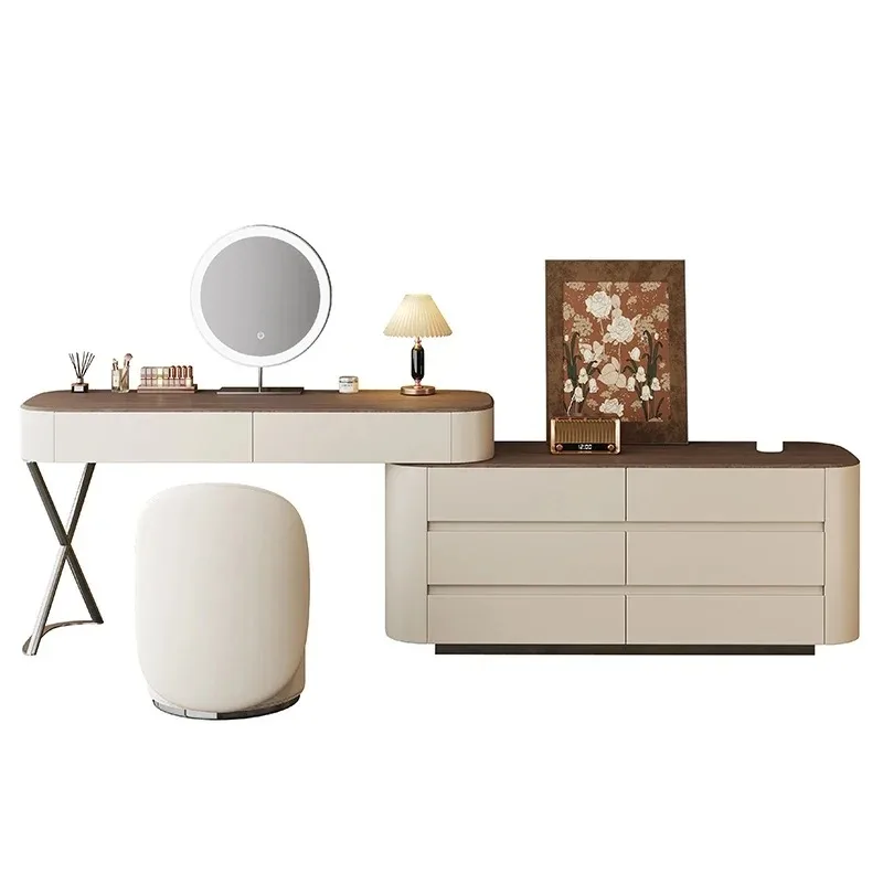 

Europe Simple Long Modern Makeup Wooden Brown Vanity Table Dest Vanity Desk Mirror Drawer Tocador De Maquillaje Furniture Home