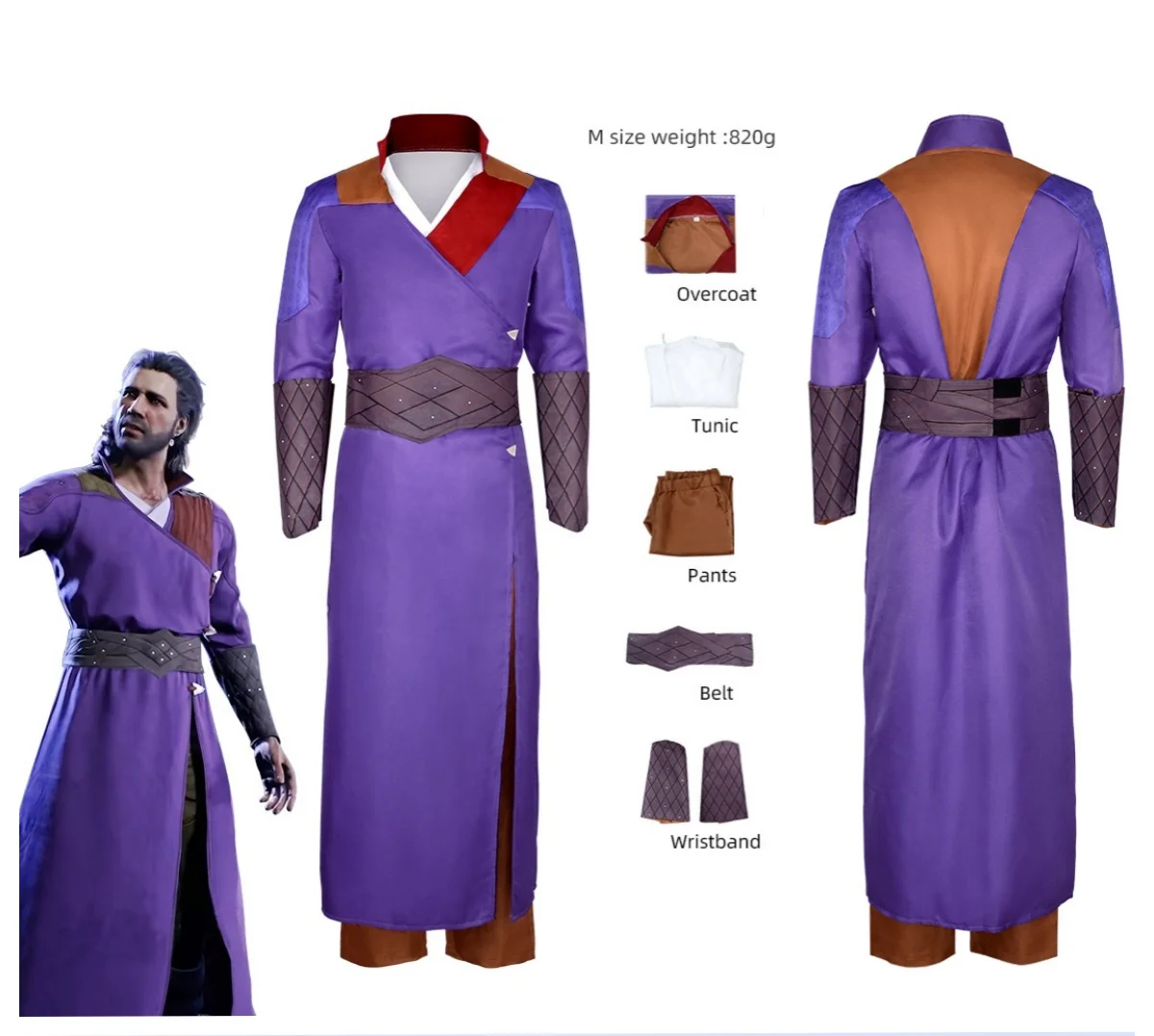 

Halloween Christmas Carnival Full Set Gale Cosplay Costume Trench Purple Robe Men Game Baldurs Gate 3 Role Play Men Uniform Gate