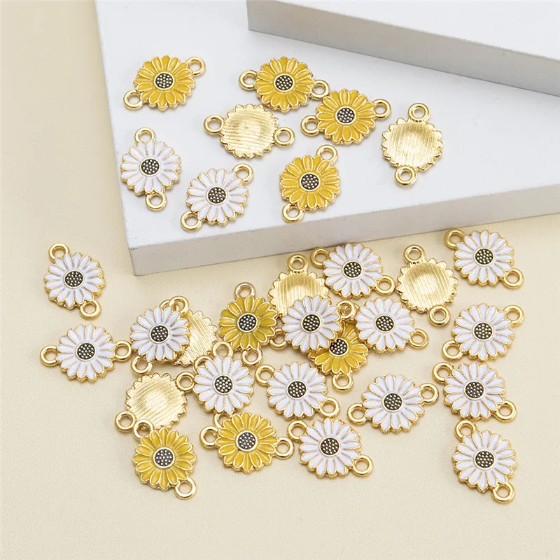 HEYUYAO 20pcs/lot Mixed Sunflower Daisy Flower Connector Charms Pendant DIY Handmade Necklace Bracelet for Jewelry Accessories