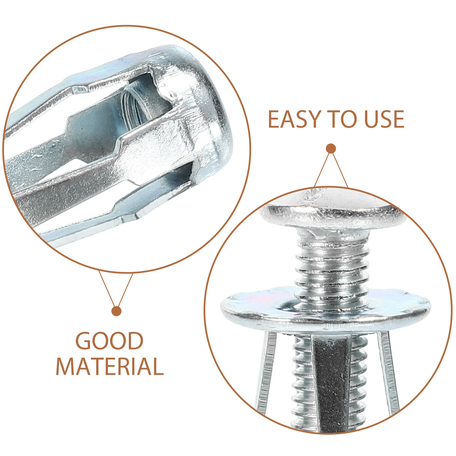 

25 set Rivet Inserts Galvanized Carbon Steel Bolt Kit for Wood Metal Masonry Marine Easy Installation for Plastic