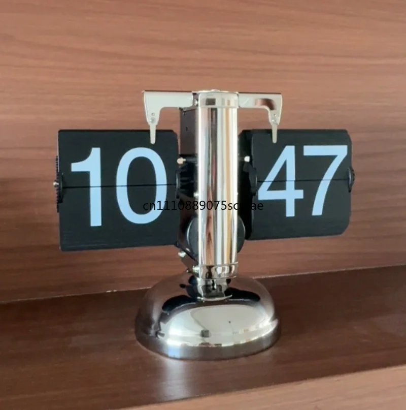 Household Minimalist Portable Automatic Page Turning Clock Retro Nordic Style Desktop Mechanical Page Turning Clock