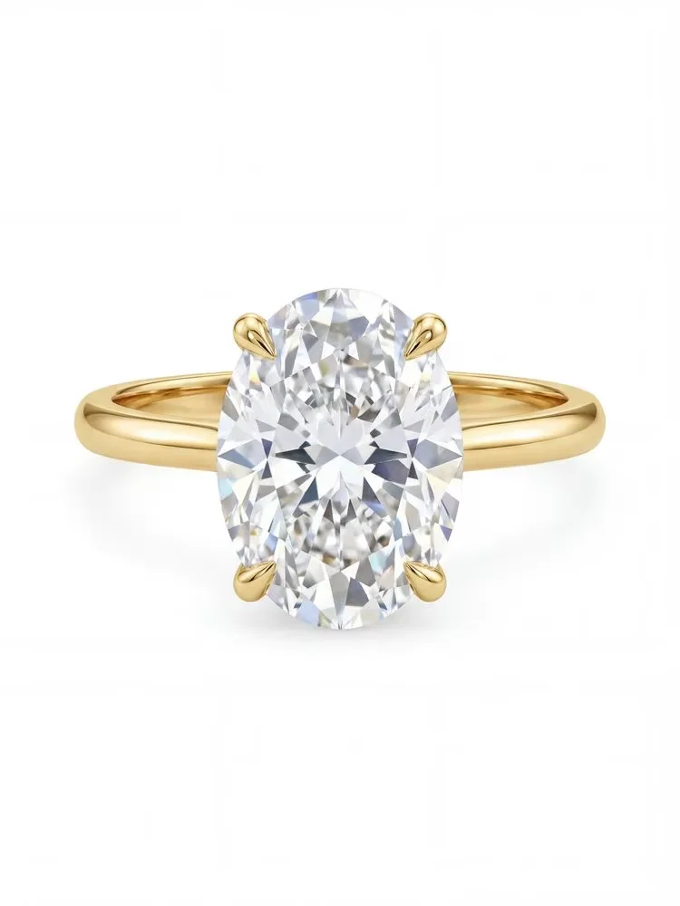 Wunderschöner, glänzender, schlichter Verlobungsring mit ovalen Zirkonia-Steinen (1-8 Karat) für Damen, ideal für Jahrestage und Partys, luxuriöser Schmuck von hoher Qualität. – Detail 7