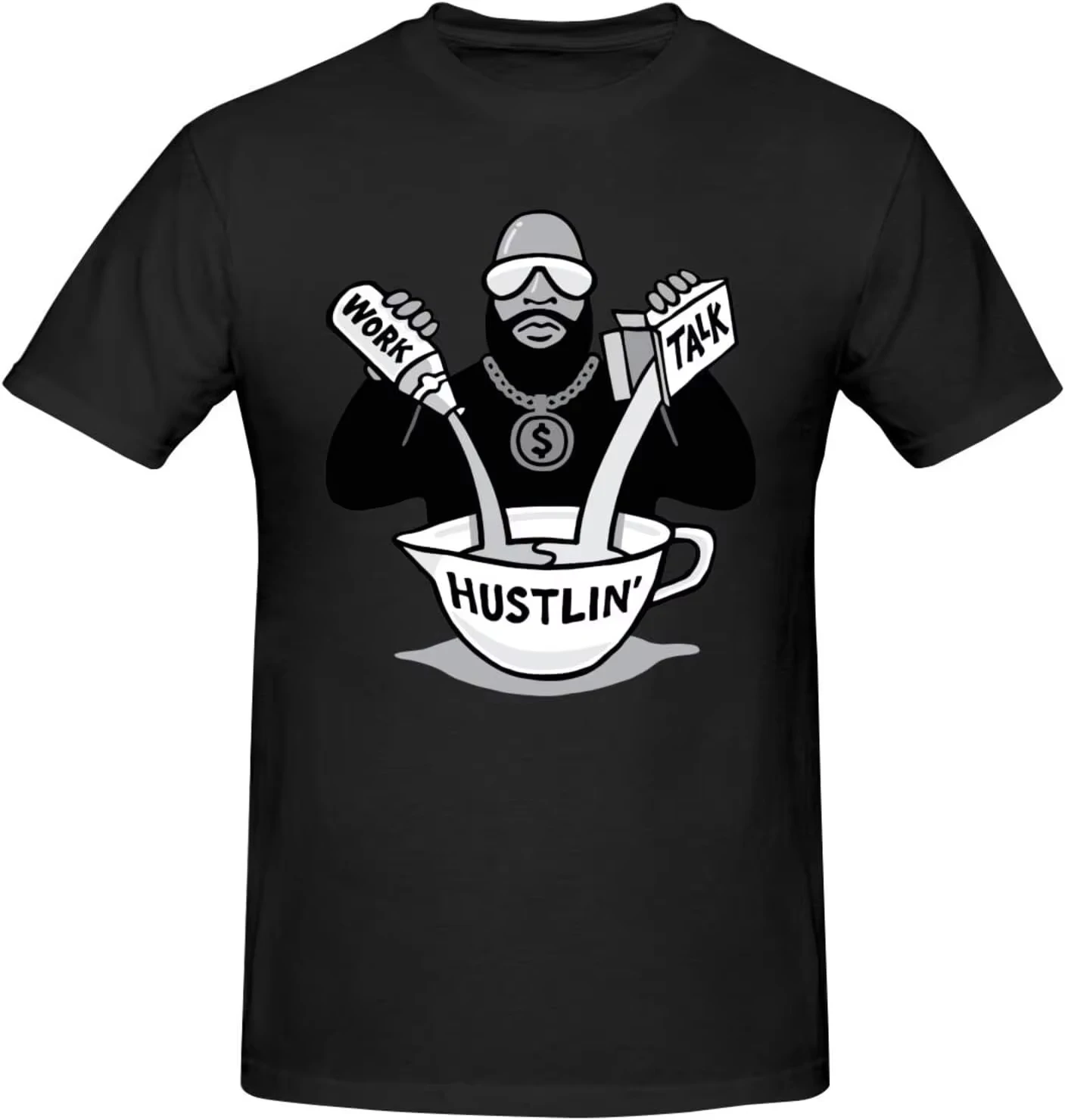 تي شيرت ريك روس برسومات كبيرة الوجه مطبوع عليه صيفية فاخرة من القطن للرجال والنساء بأكمام قصيرة