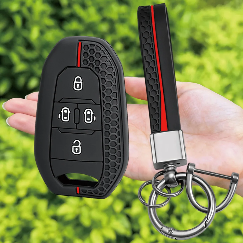 For Peugeot Expert Traveller For Citroen Spacetourer Jumpy Dispatch silicone car key fob cover with wrist strap and key ring