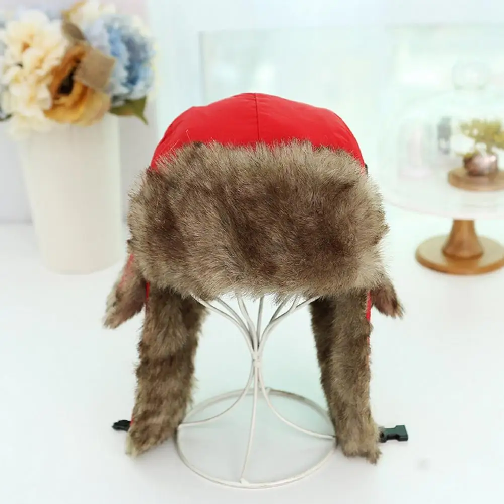 Fleece Lined Hat Unisex Waterproof Lei Feng Hat with Fleece Lining Earflap Warmth for Autumn Winter Solid Color for Couples