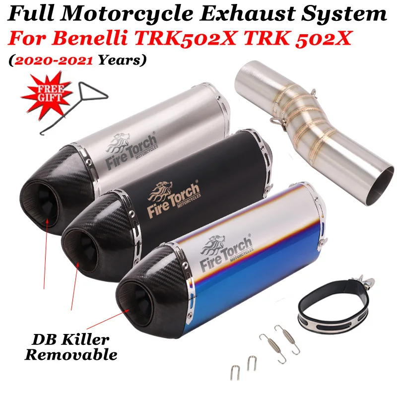 

Slip On For Benelli TRK 502 X TRK 502X 2020-2021 Motorcycle Exhaust System Carbon Fiber Muffler Modify Escape Moto DB Killer