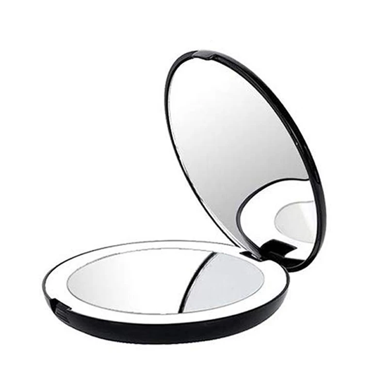 

Portable Folding Mirror With LED Light Makeup Mirror, 10X Magnifying Glass, 12 Lamp Bead Mini Mirror