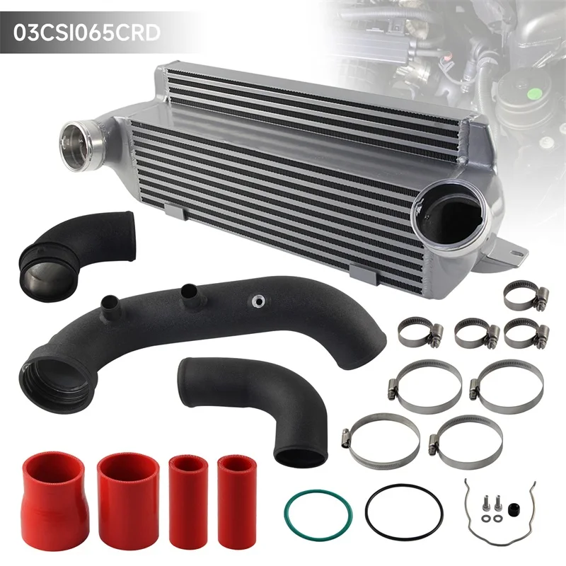 

Black/Red Super Charge Pipe Kit Bar & Plate Intercooler Aluminum For BMW N54 E8X E9X E82 E88 E90 E91 135i 335i 1M 2006-2013