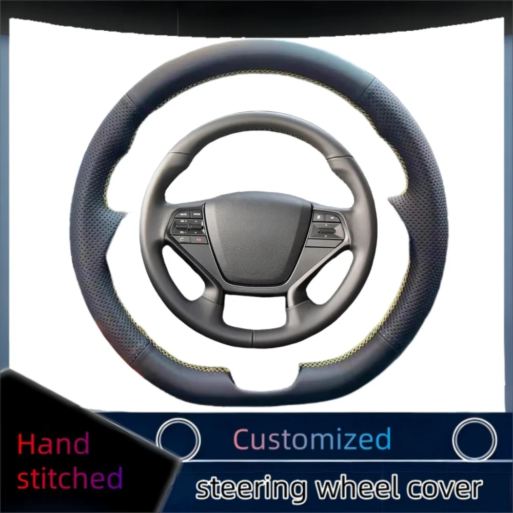 

Braid Car Steering Wheel Cover Wrap Hand Sewing Microfiber Leather For Hyundai Sonata 9 2015 2016 2017 (4-Spoke) Car Accessories