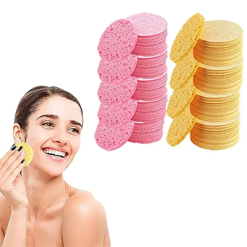 10PCS Compress Face Wash Puff Natural Wood Pulp Sponge Face Wash Puff Foaming Face Puff Cosmetic Puff Face Cleansing Sponge