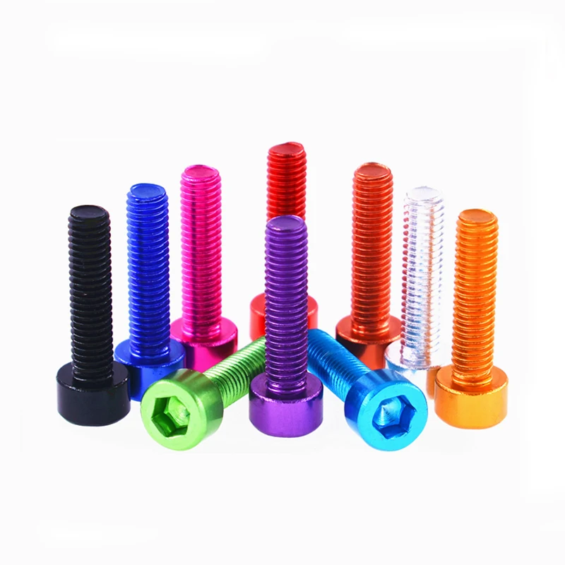 M5 M6 Hex Hexagon Socket Cap Head Machine Screw Bolts Colourful Aluminum Alloy 7075 Allen Screw Length 6-40mm