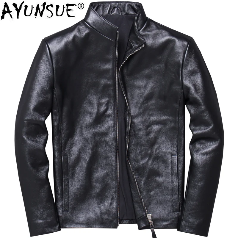 

2024 New Men's Genuine Leather Jacket Cowhide Spring Autumn Real Cow Coat Plus Size Veste Cuir Homme V-1924