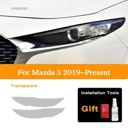 2 Pcs For Mazda 3 BP 2019 2020 Accessories Vinyl Protection Transparent TPU Sticker Car Headlight Tint Black Protective Film