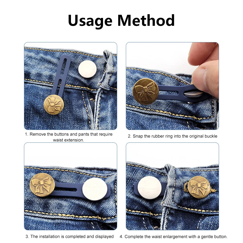 1pc Metal Button Extender for Pants Jeans Free Sewing Adjustable Retractable Waist Extenders Button Waistband Expander
