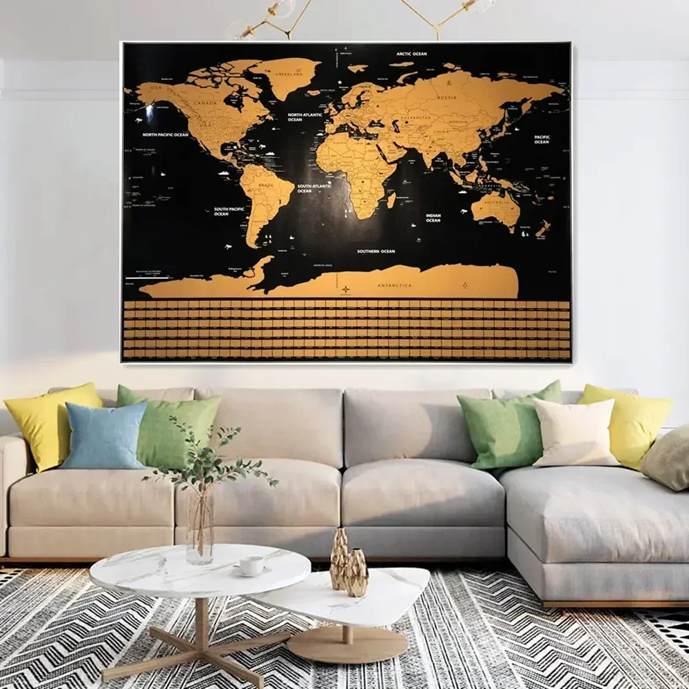 Luxury Scratch Off Maps For Room & Office Decor, Scratch Layer Coating Poster Maps for Travel, Best Gifts for Travelers a1