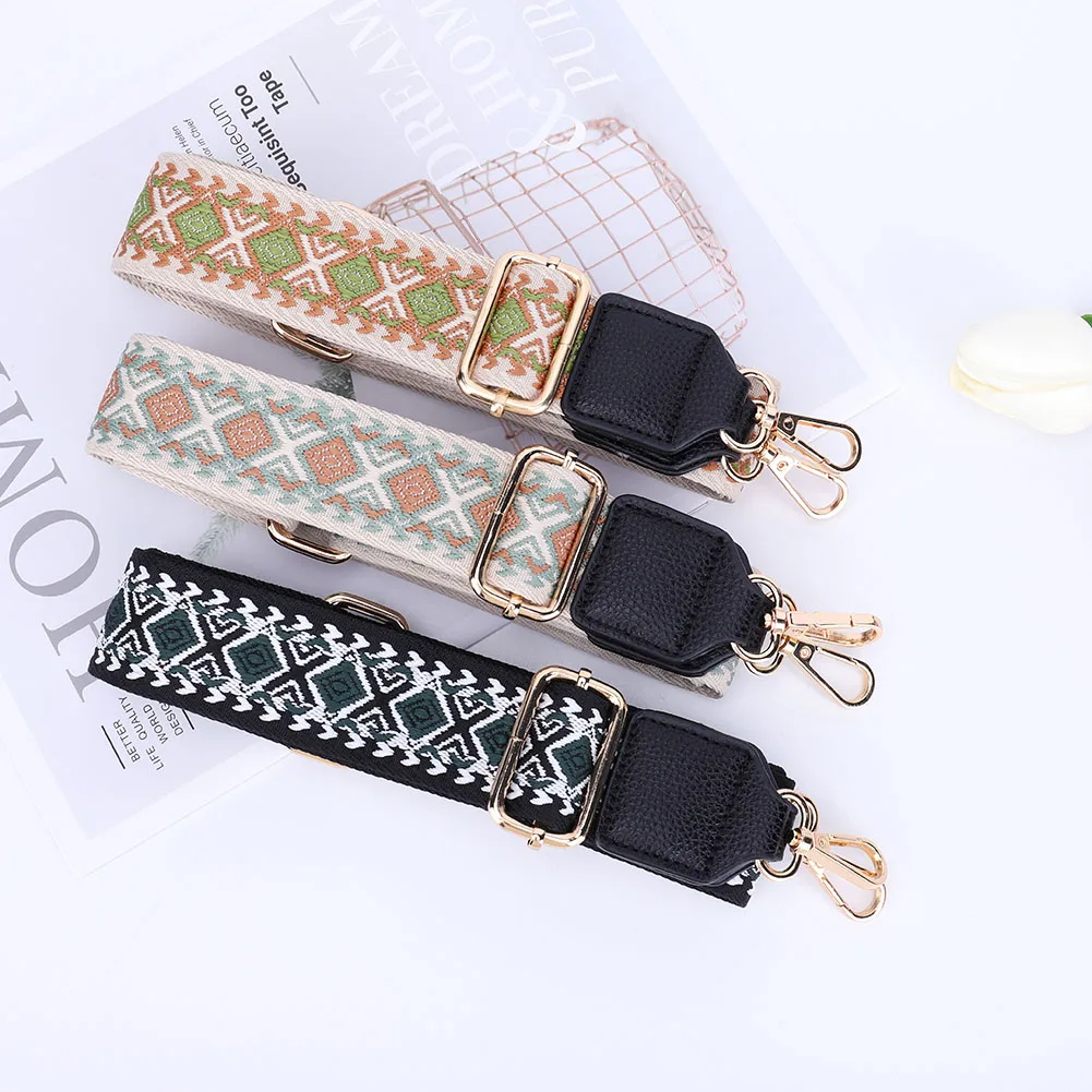 Bags Strap Crossbody Detachable Jacquard Embroidered Sling Shoulder Straps Holding Strip Adjustable Length Replaceable Bags Band