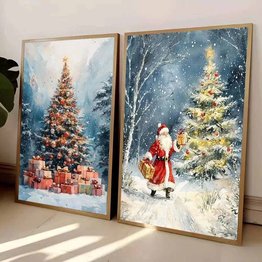 خمر عيد الميلاد المشارك طباعة لغرفة المعيشة الشتاء عيد الميلاد سانتا كلوز الديكور عيد ميلاد سعيد شجرة حائط لوح رسم الفن #4