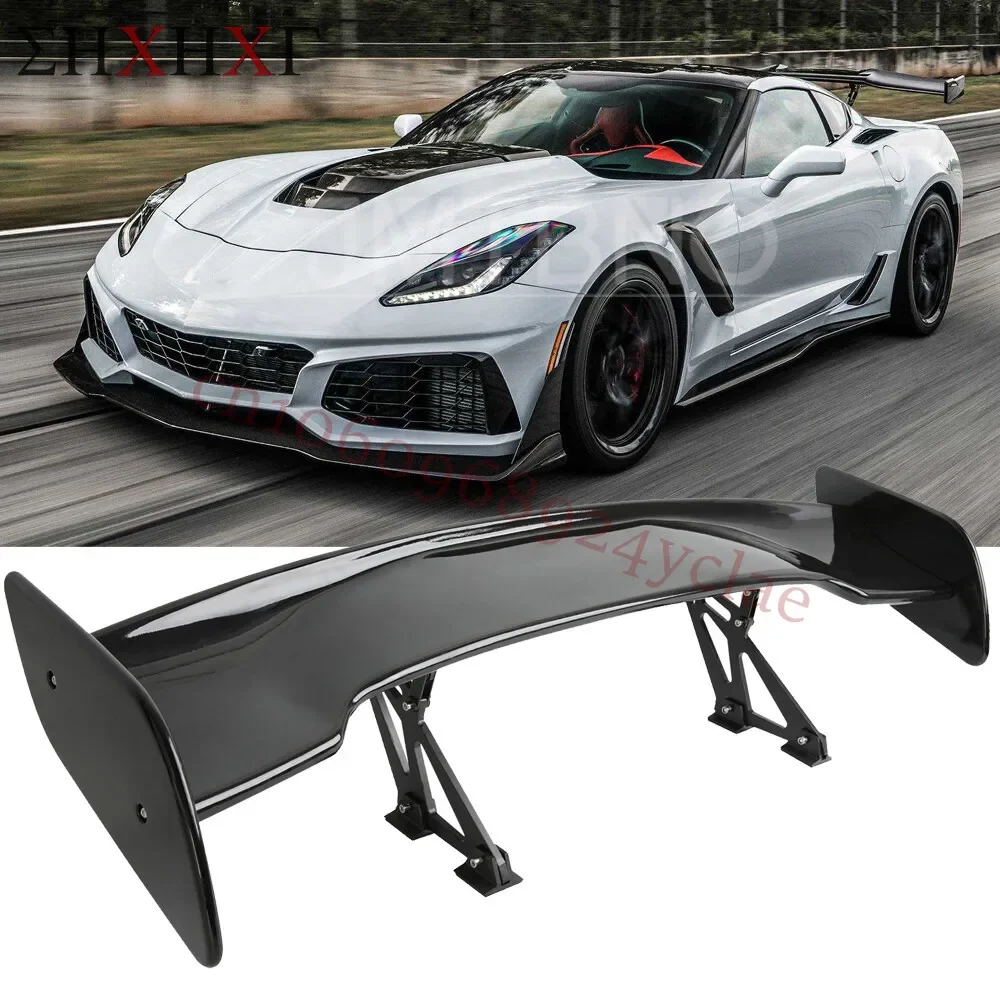 

car styling For Chevy Corvette C7 C6 46" Rear Trunk Spoiler wing Racing Wing GT-Style Gloss Black +Carbon fiber pattern