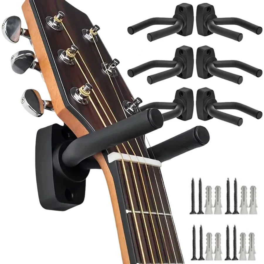 1–10 Stück verstellbarer, an der Wand montierter Gitarrenhalter aus Edelstahl, rutschfester Schwammständer, einfache Installation für Saiteninstrumente, Ukulele