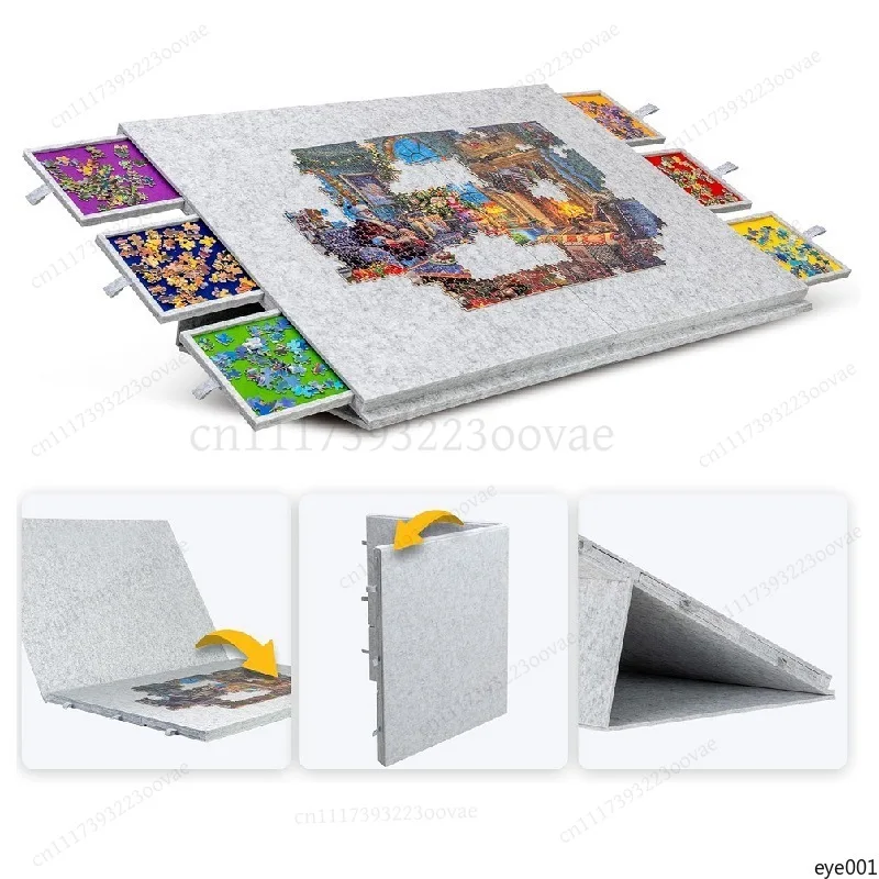 df Foldable Felt Puzzle Mat with Sorting Trays, Portable Jigsaw Storage Organizer for Unfinished Pieces, Practical Home Use
