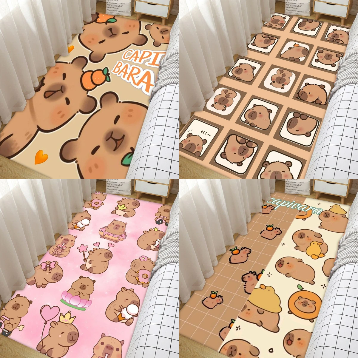 

MINISO Playful Capybara Themed Area Rug Non Slip Floor Mat for BedRoom Kids Playroom Living Room Bedroom Stylish Decor Piece