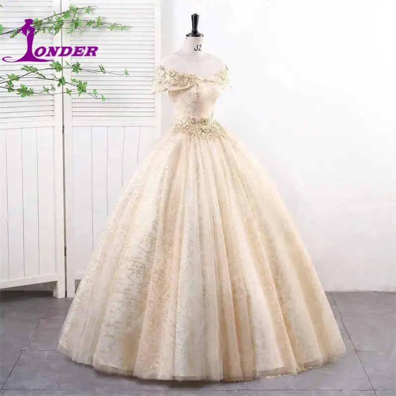 Squisita illusione o-collo abiti Quinceanera Off The Shoulder Office Prom Party Ball Gown Classic Floral Lace Robes De Soirée