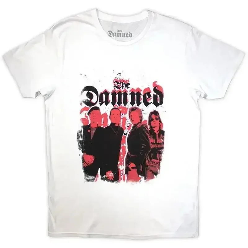 The Damned Repeat Logo Photo White T Shirt