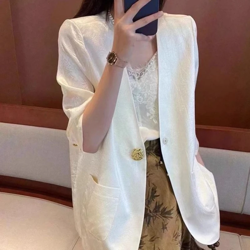 Chaqueta de traje con detección de dopamina de alta calidad, abrigo de verano, traje informal adelgazante para ir al trabajo, Top de estilo occidental, contrato Simple