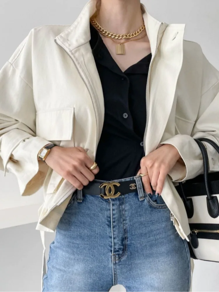 

Свободная куртка-жакет с воротником-стойкой в корейском стиле для женщин: новая осенне-зимняя коллекция, уникальный универсальный модный топ