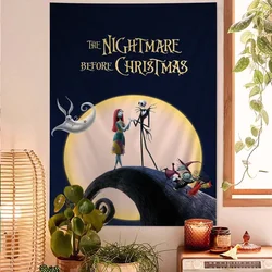 Película animada clásica pesadilla antes de Navidad Jack tapiz colorido colgante de pared alfombras de pared de flores Hippie decoración artística para dormitorio