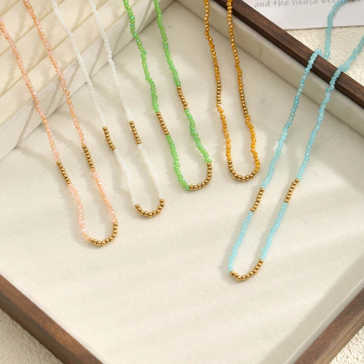 

GIOIO Trendy Dopamine-Hued Beaded Necklaces Fashion Daily Women's & Girl's Choker Niche Jewelry Accessories Birthday Party Gifts