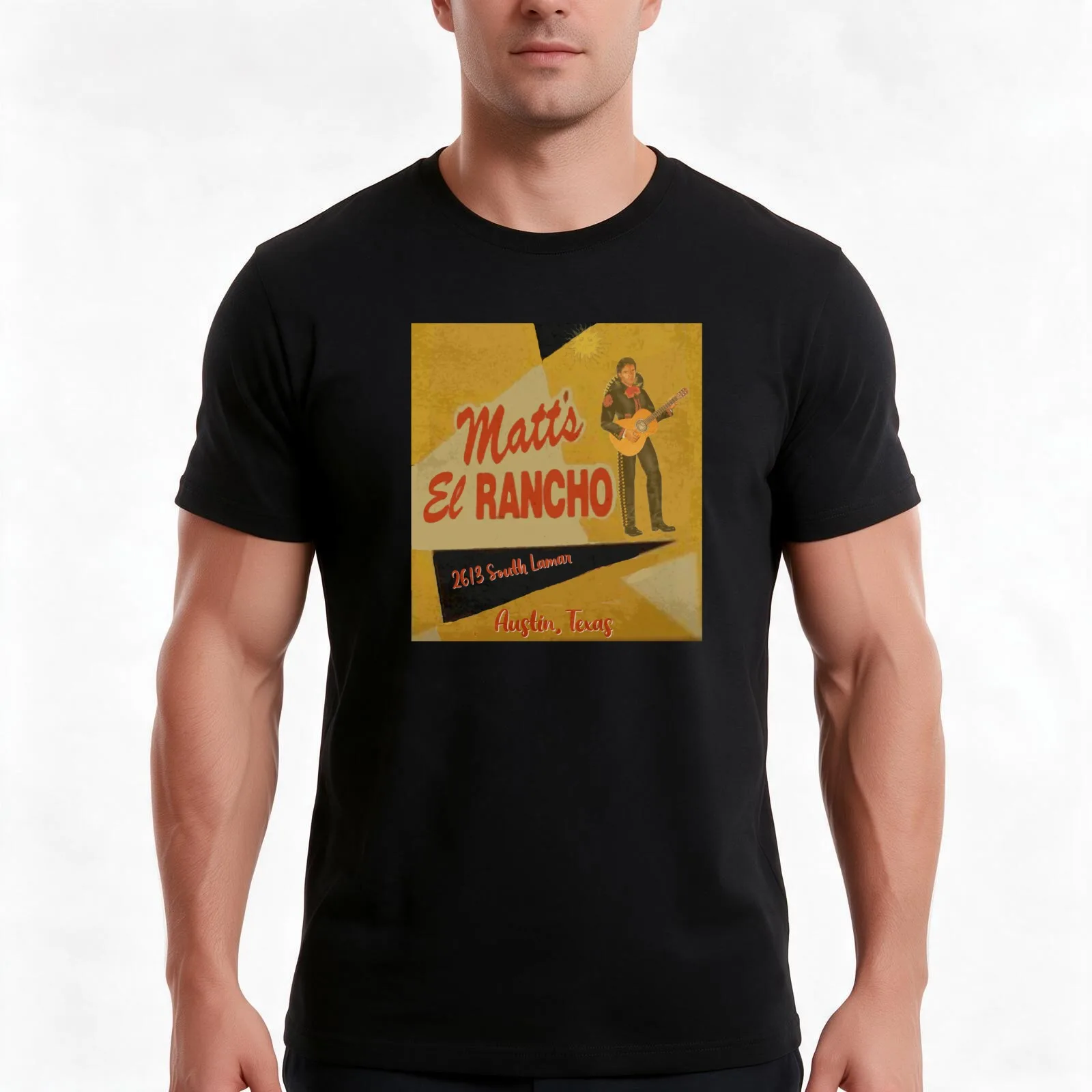 Matt's El Rancho Rest. - Austin, TX (1950s) T-Shirt, Summer Casual Cotton Tee, Oversized Streetwear Tops, Vintage Graphic Print