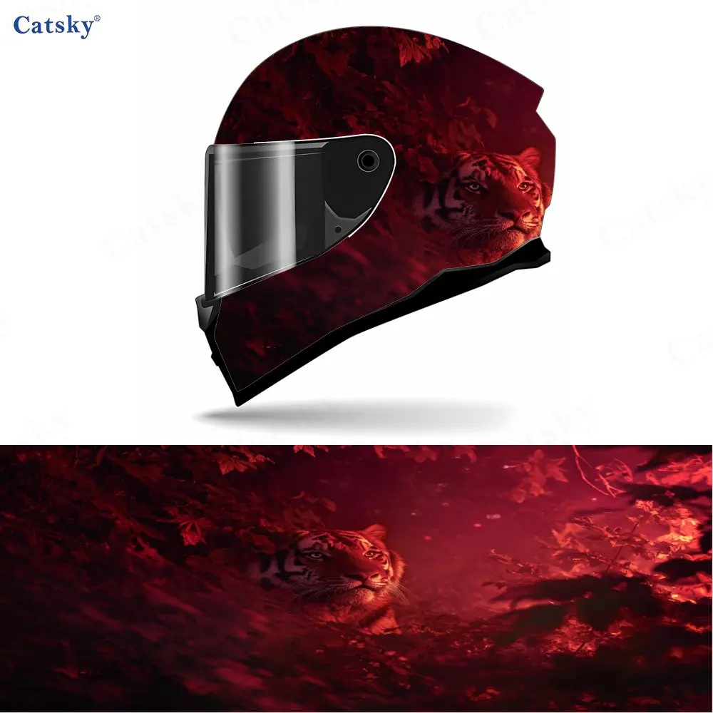

Tiger in Forest Full Face Helmet Decal - Durable and Waterproof PVC, Self-Adhesive Racing Helmet Aesthetic Sticker, Helmet Acces