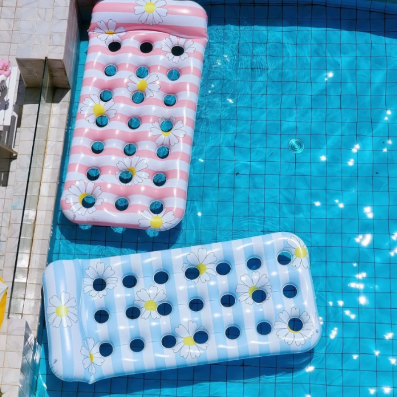 Inflatable Floats Bed Swim Ring Tube Rectangle Thickened Air Mattresses for Summer Swimming Pool Beach Lounger Chair Party